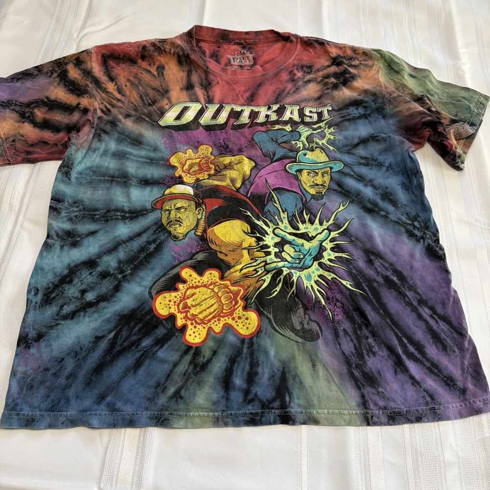 Outkast Tie Dye Graphic T-Shirt Mens Small Medium Andre 3000 Big Boi Hip Hop Tee